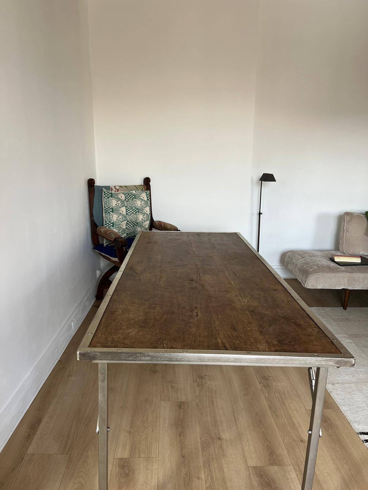 Folding industrial-style dining table