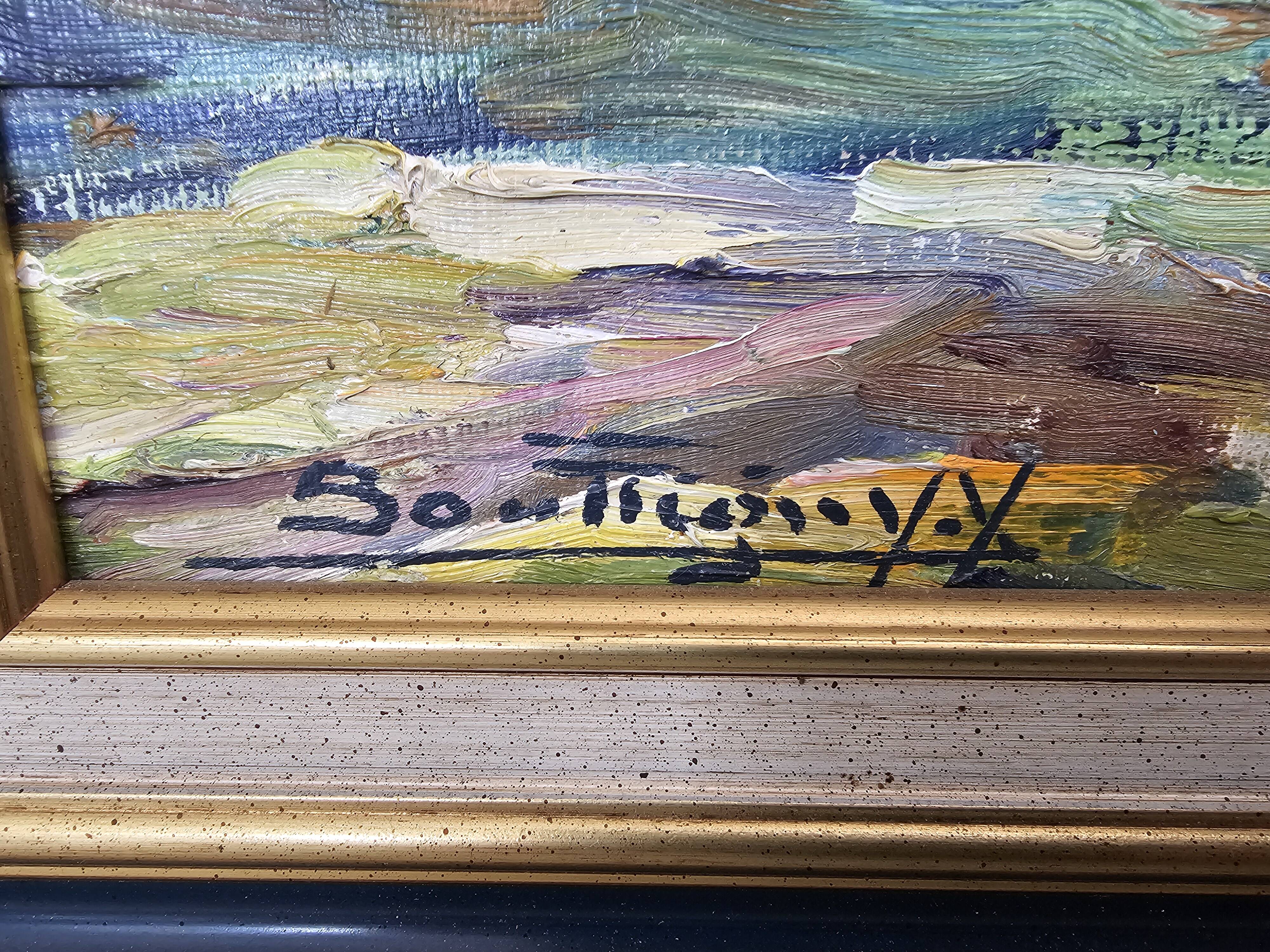 Oil painting on canvas - Normandy - Duclair signed Yves Bouffigny 1997