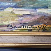 Tableau Huile sur toile - La normandie - Duclair signé Yves Bouffigny 1997