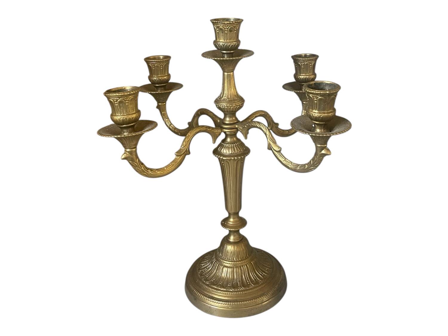 Antique 5-light brass candlestick