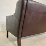 Vintage danish mid century dark cognac leather 2 seater stouby sofa