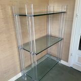 Shelf with 3 shelves in glass (shelves) and plexiglass (uprights) circa 1980.