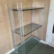 Shelf with 3 shelves in glass (shelves) and plexiglass (uprights) circa 1980.