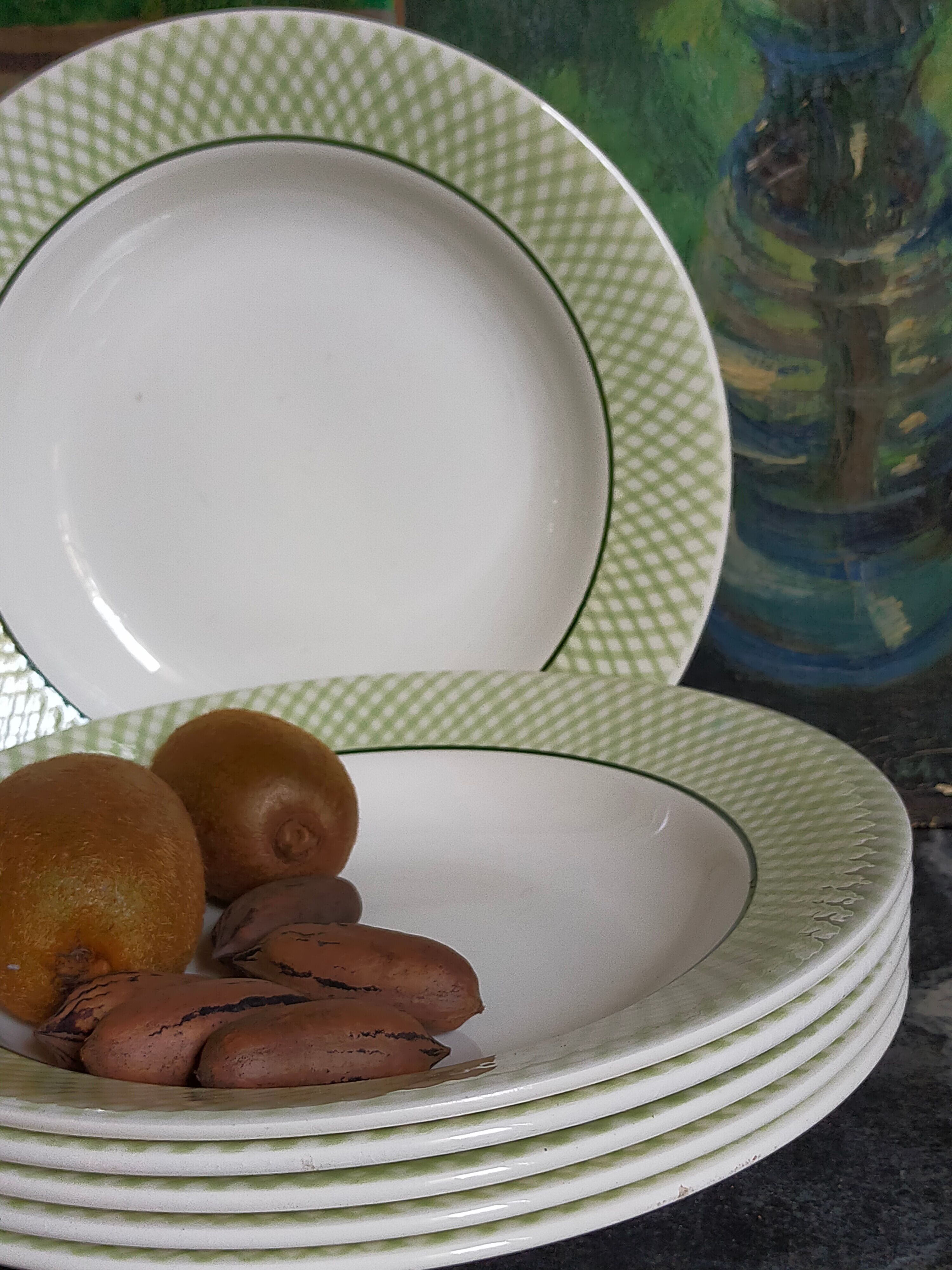 Six assiettes faïence de salins service "iseran" années 50