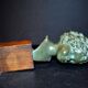 Bronze sculpture buste d'enfant en bronze à patine verte signé dick bronze france socle bois xxe s.
