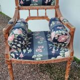 Fauteuil de style Louis Xvi ancien 1900s tissus Fleuris