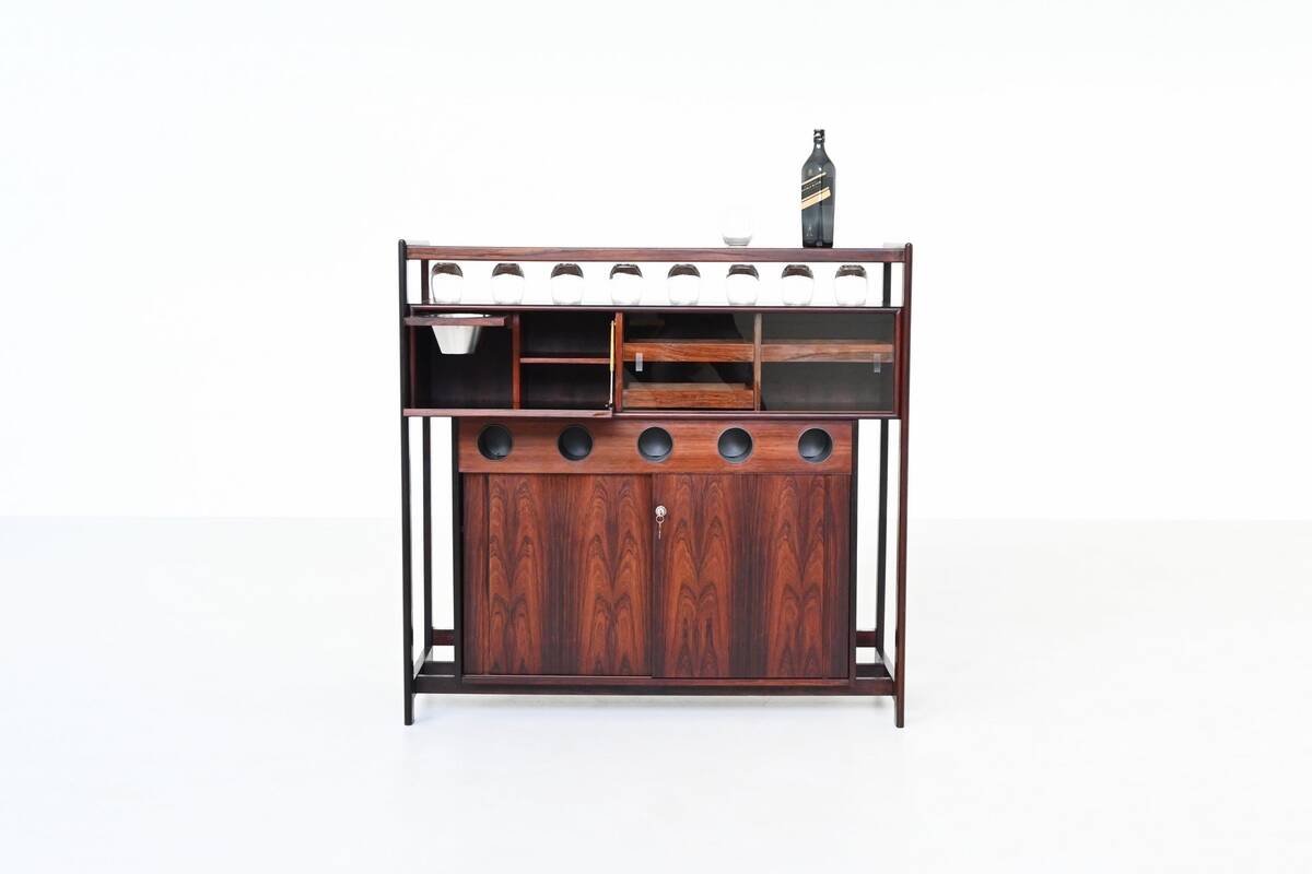 Knud Bent dry bar in rosewood Dyrlund Denmark 1960