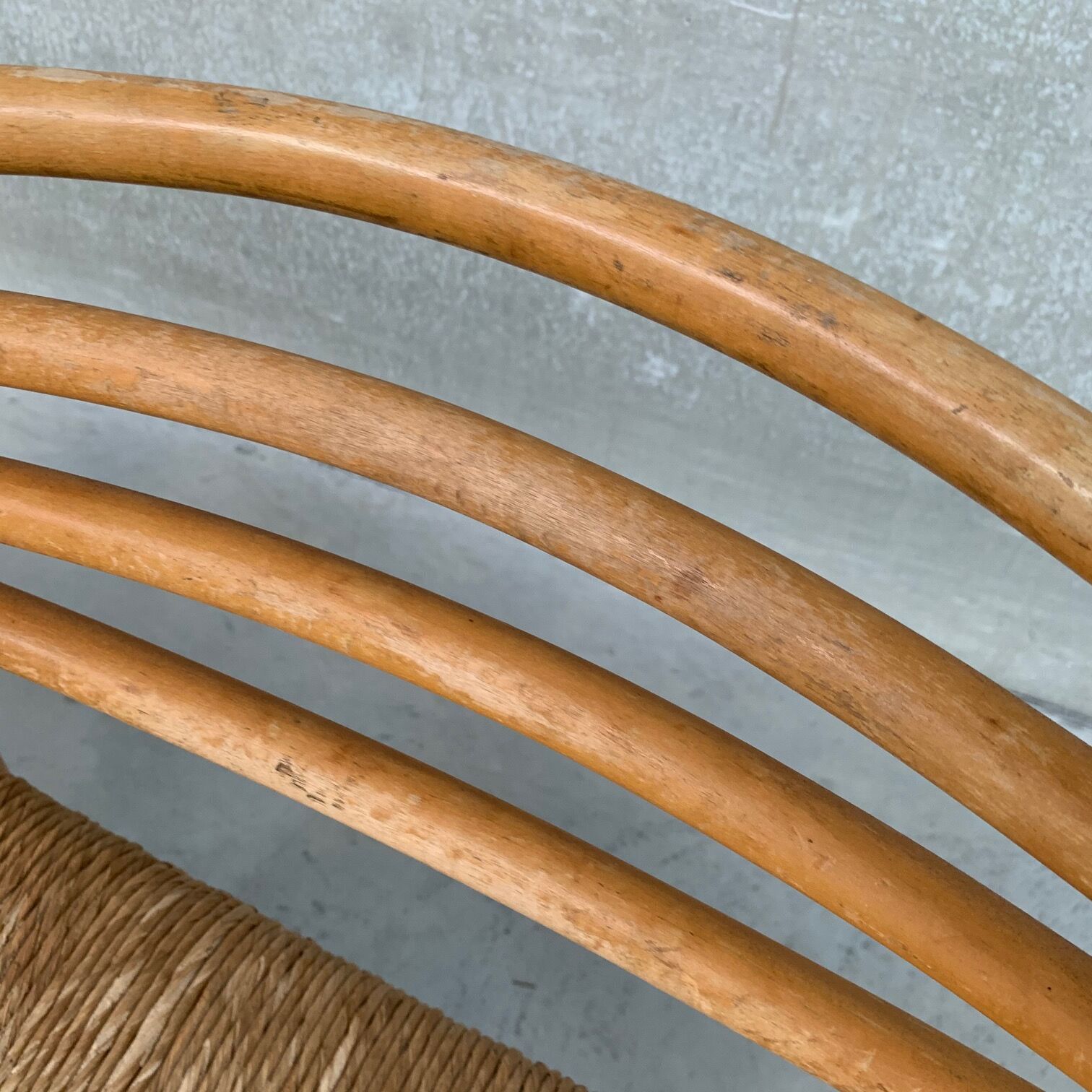 Pair of Pine and Rush Mid-Century Dutch Chairs