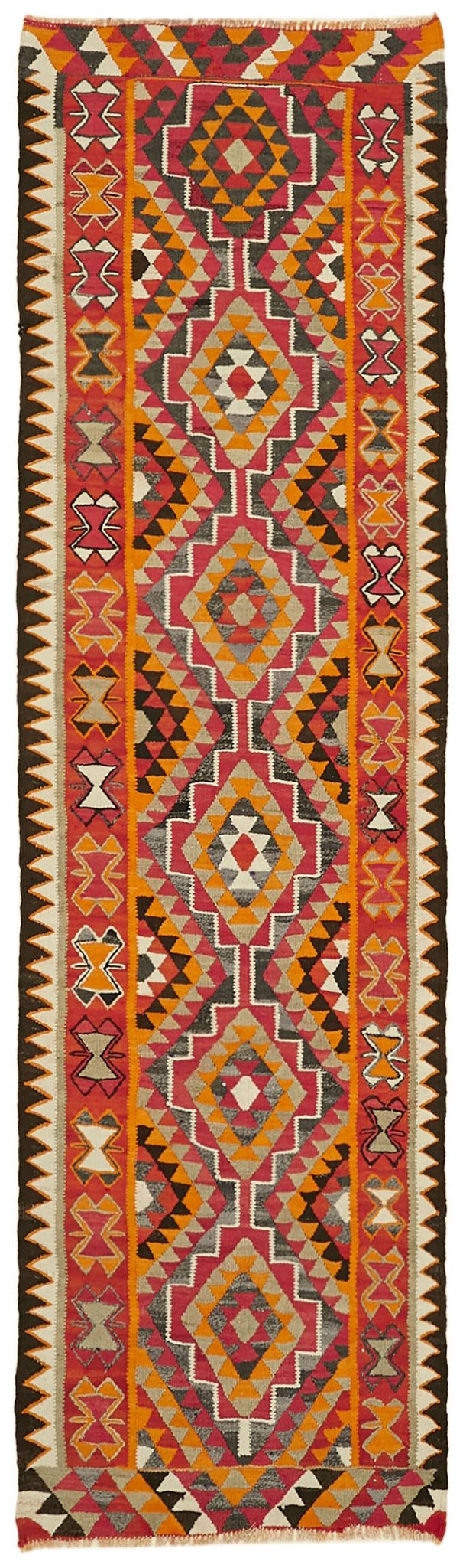 Tapis kilim vintage Herki tissé à la main en Turquie 100 cm x 326 cm