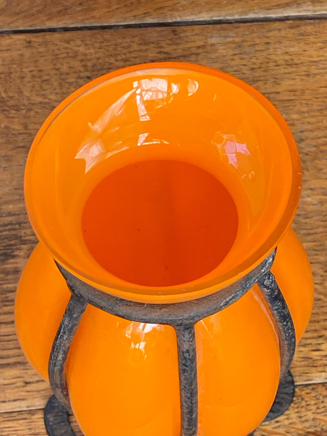 Blown glass vase encased