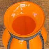 Blown glass vase encased