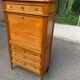 Secretary with drop-leaf in Louis XVI style, made of solid wood and brass, desk/commode.