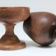 Five vintage turned wooden walking glasses