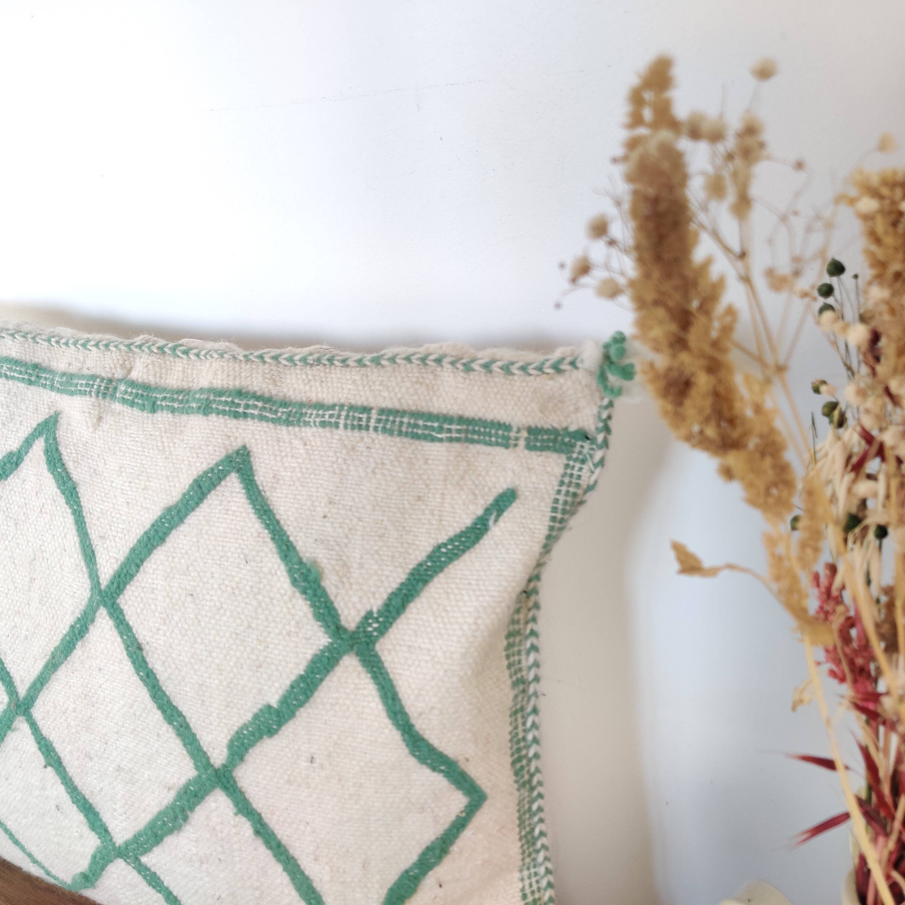 Berber green diamond cushion