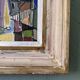 1951 Mid-Century Modern "Figures in Colour" Vintage Geometric Abstract Figurative Oil Painting, Fram