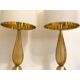Amber and gold murano glass table lamps with bouclé lampshde