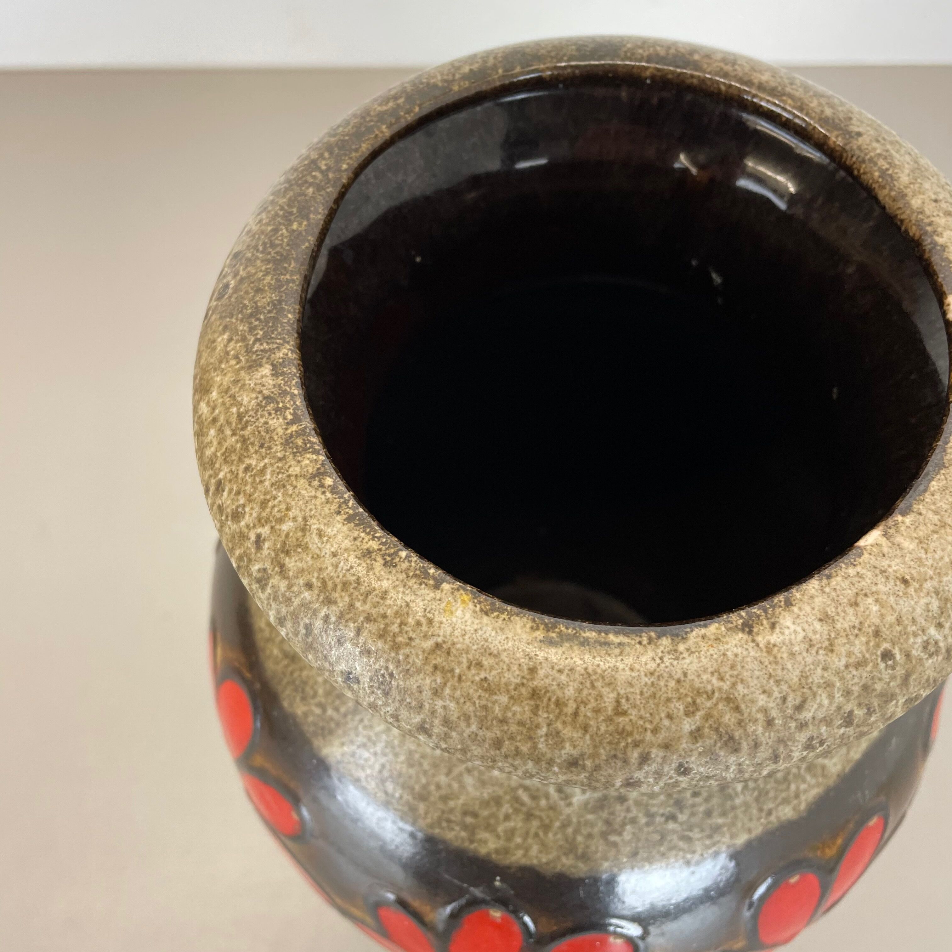 Pottery fat lava multi-color floor vase made by Scheurich, 1970s