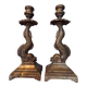 Pair of bronze dolphin candlesticks