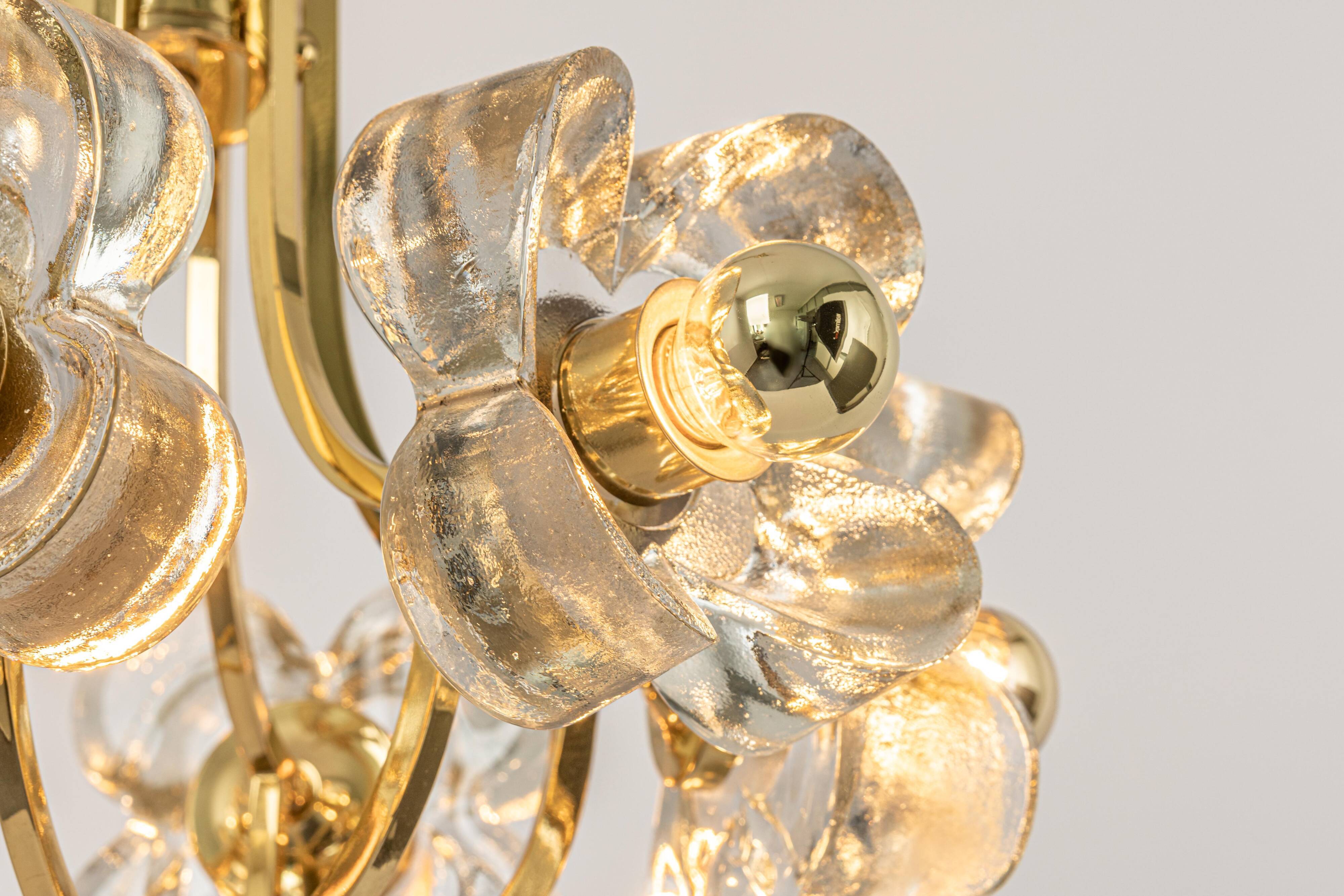 Large brass and crystal pendant light by Sische, Germany, 1970s.