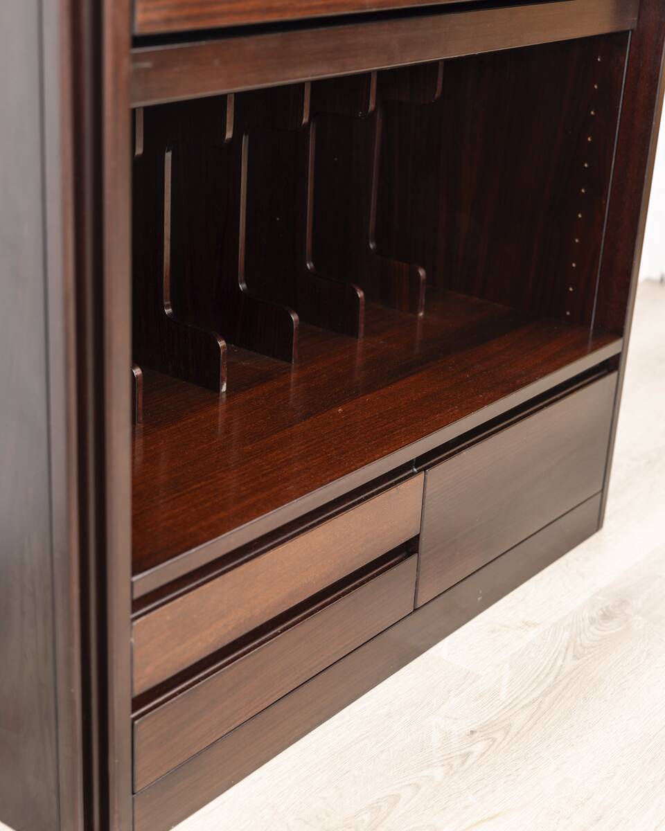 Vintage 60's highboard sideboard in wooden mangiarotti design for molteni