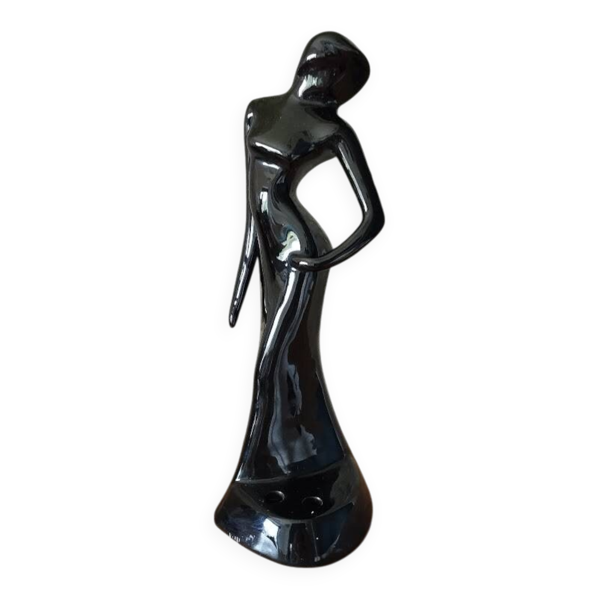 Art Deco statuette of a woman – Elegant dancer – Black earthenware – 1950s