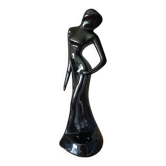 Art Deco statuette of a woman – Elegant dancer – Black earthenware – 1950s