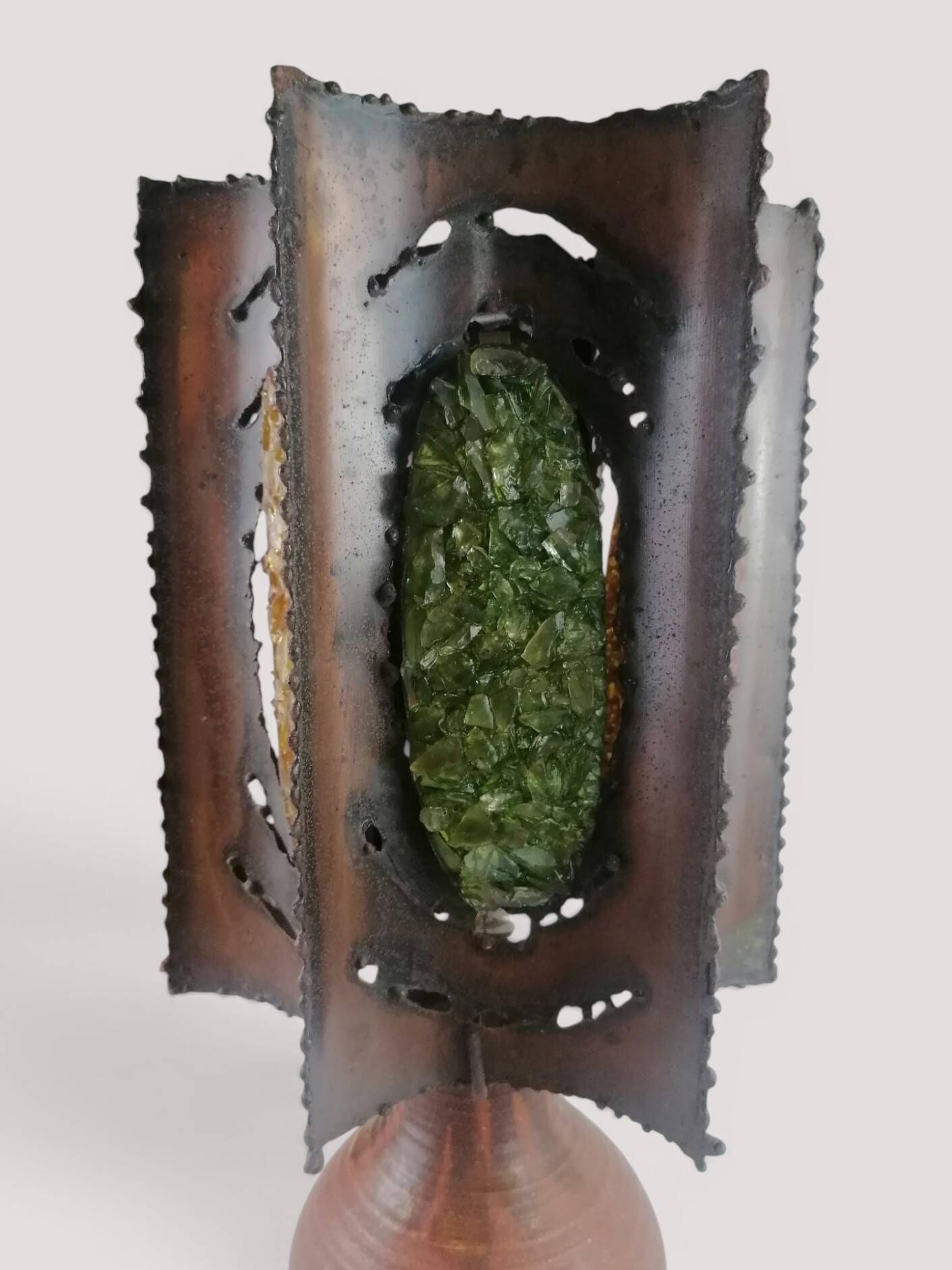 Brutalist lamp in metal and ceramic - Accolay