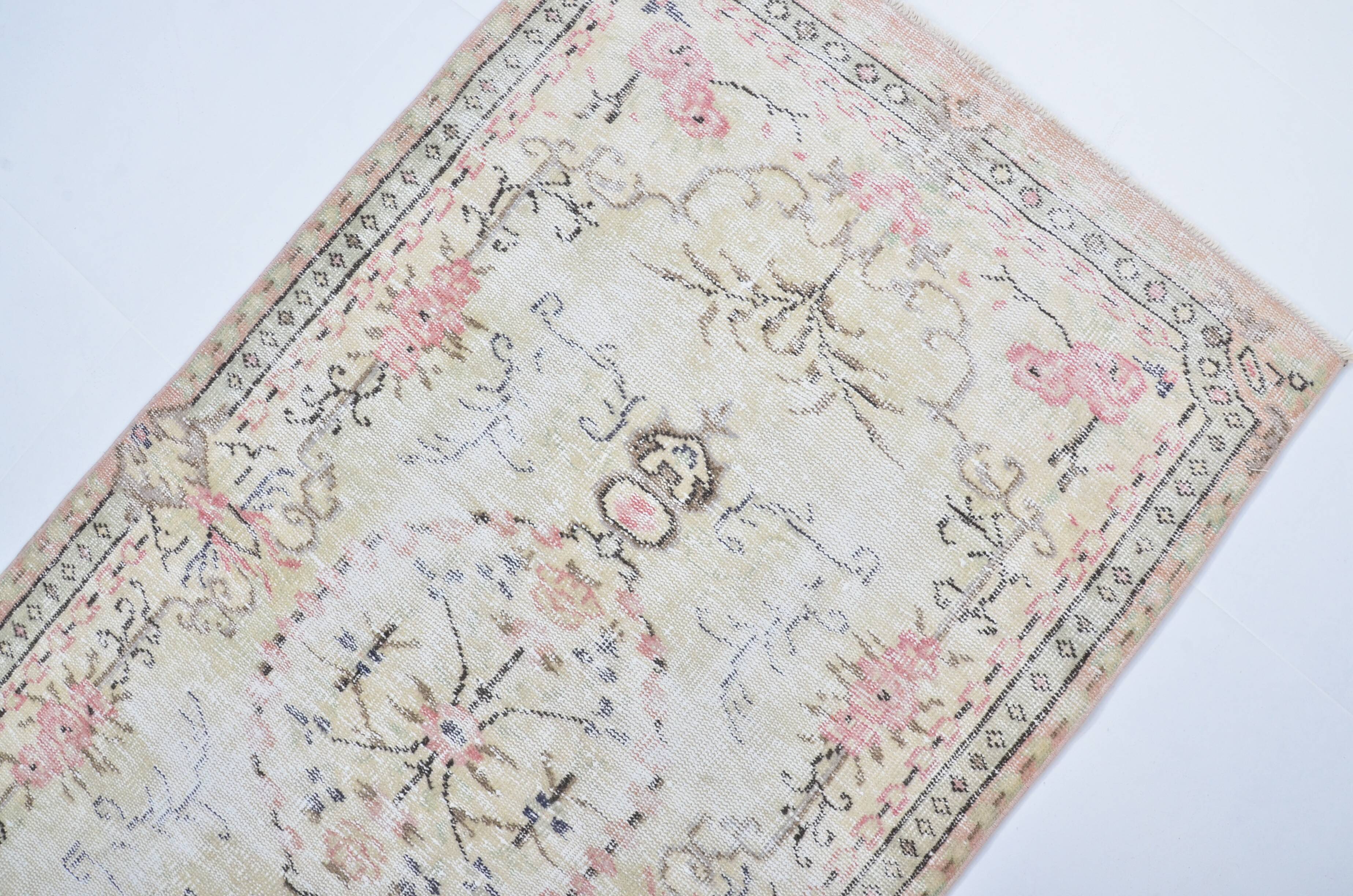 Beige & Pink Oushak Turkish Carpet sku 3258