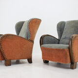 1940s Pair of Large Wing Chairs, Czechoslovakia