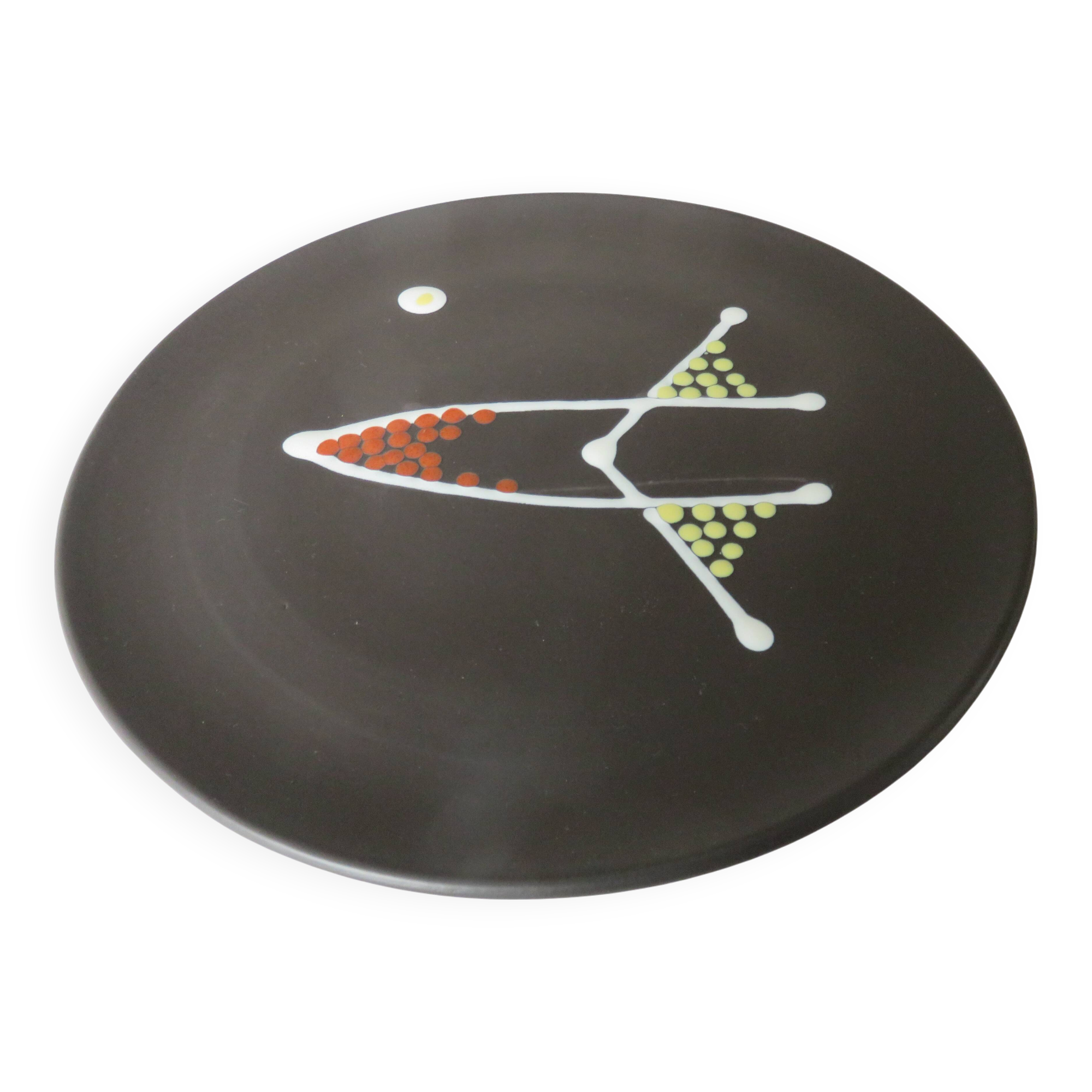 André Baud, Vallauris, large ceramic dish, glazed earthenware, 1950-1960