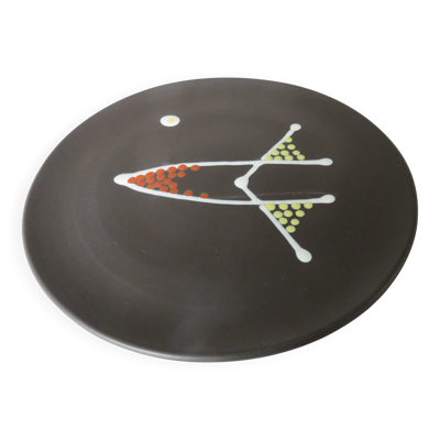 André Baud, Vallauris, grand plat en céramique, faïence émaillée, 1950 1960