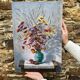 Peinture bouquet fleurs séchées J.Moy