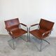 Paire de chaises visiteurs Bauhaus en cuir par Mart Stam, Matteo Grassi