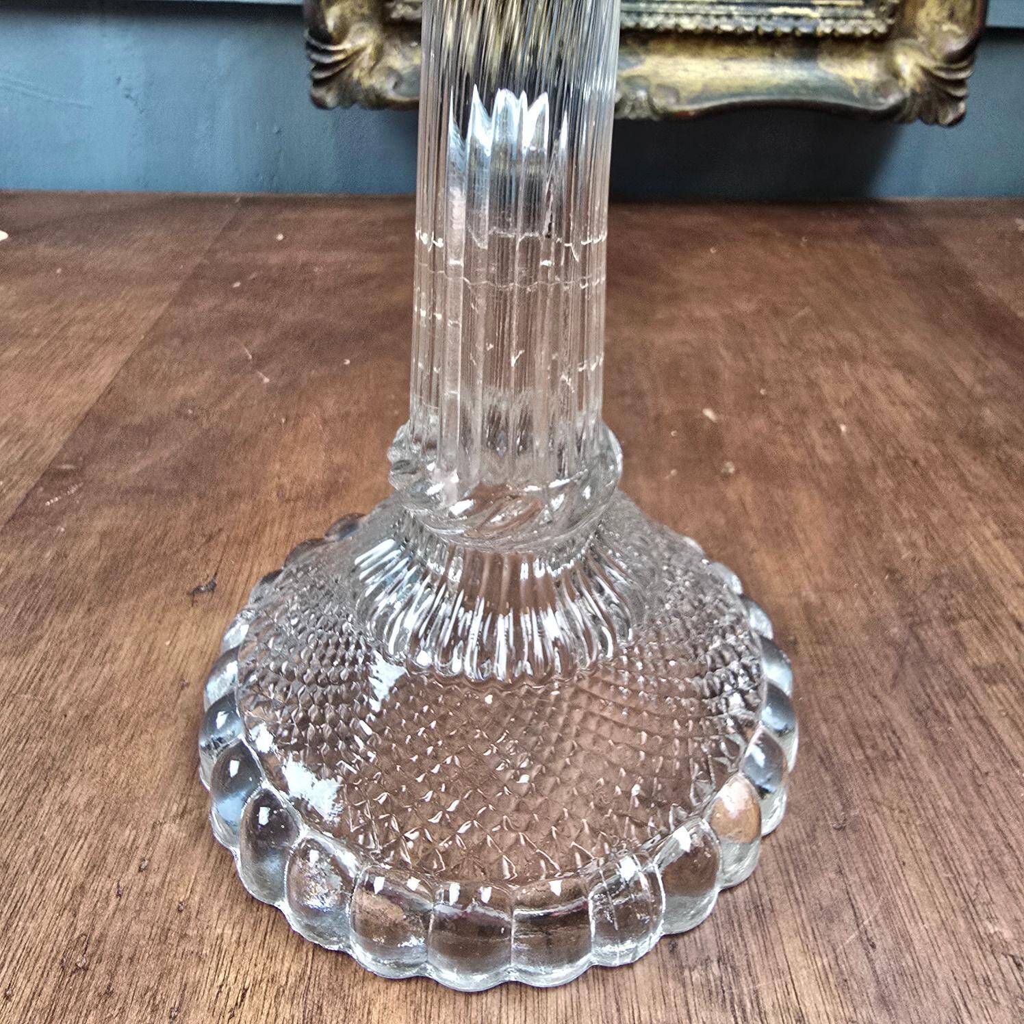 Large antique molded glass candlestick