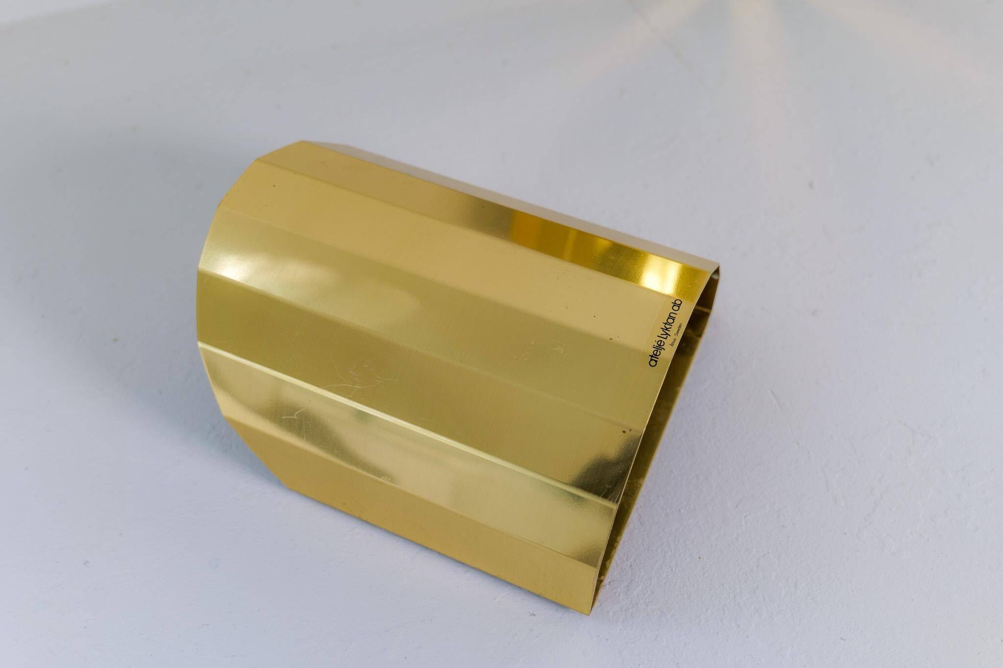 Pair of brass wall sconces in mid-century style Atelje Lyktan Sweden 1970s