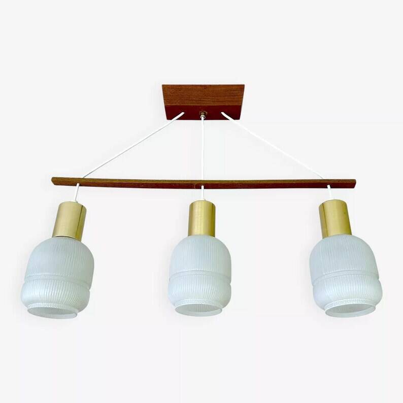 Mid Century Danish Teak Pendant  Light