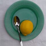 9 Plates blue green earthenware dessert