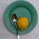 9 Plates blue green earthenware dessert