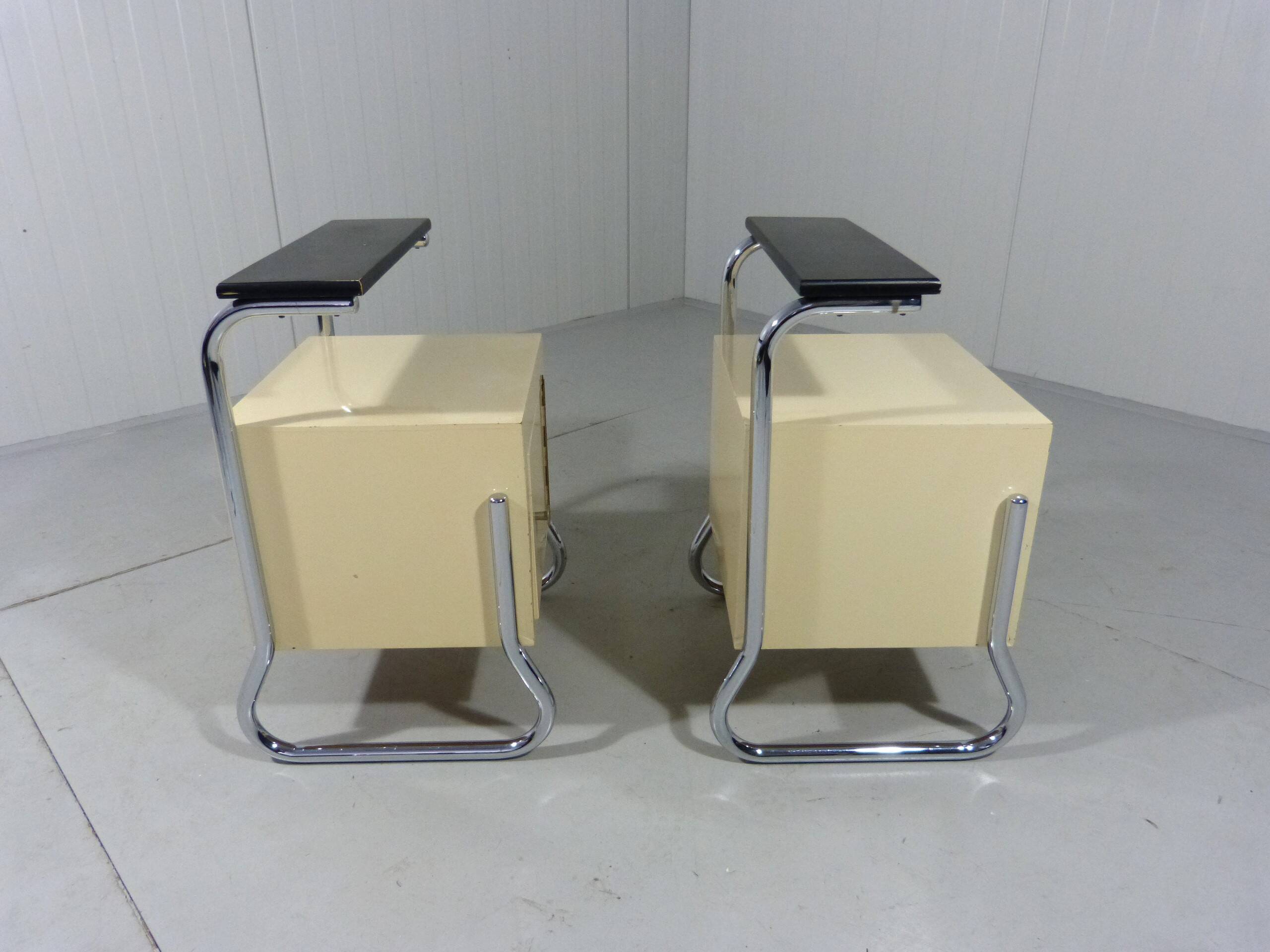 Set of 2 tubular bedside tables from the 50s