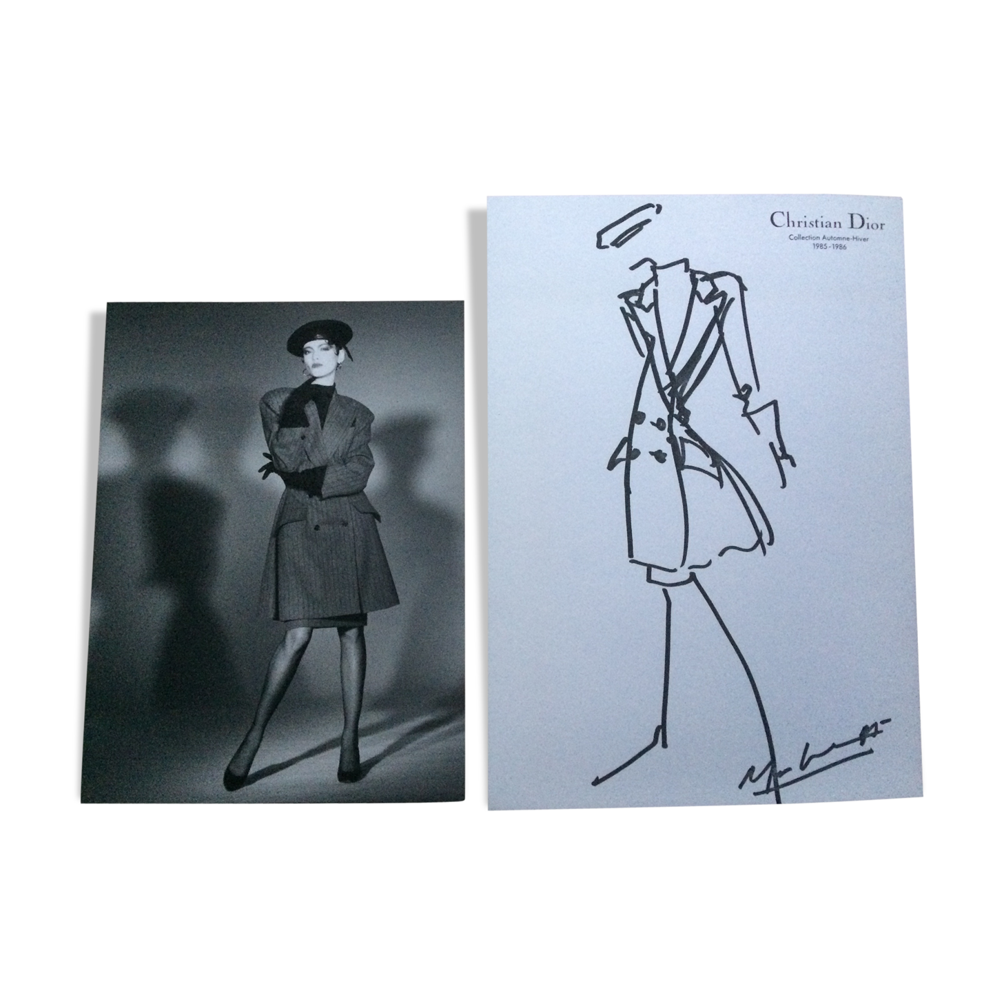 Christian Dior sketch mode accompanied by a photography