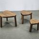 1960s Czechoslovak Mid-Century Solid Oak Nesting Tables, Set of Three