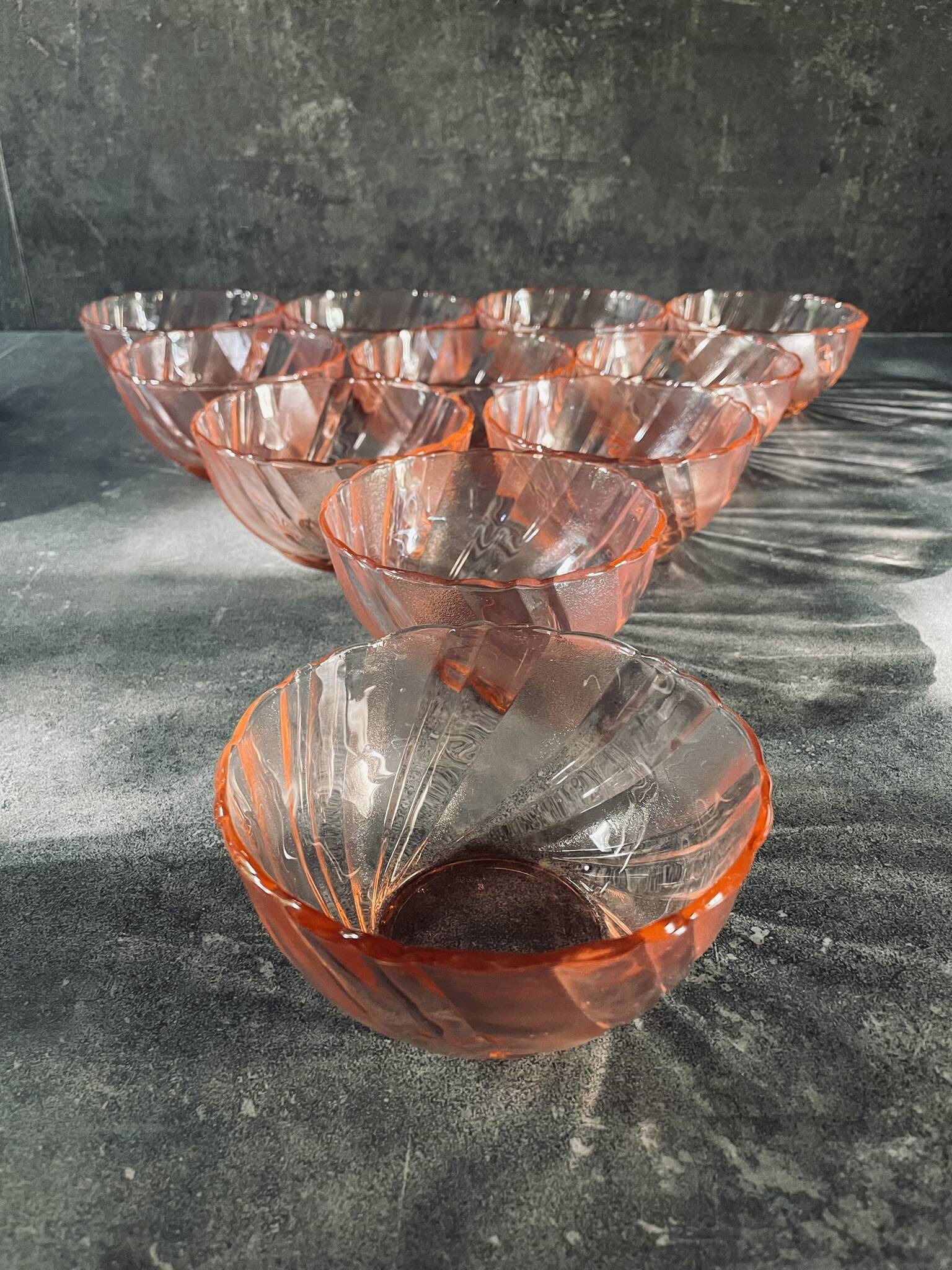 11 vintage pink Vereco bowls