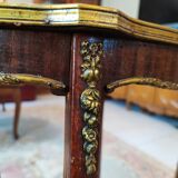 Louis xv louis xvi transitional style pedestal table in walnut marquetry