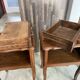 Pair of oak bedside tables with drawer and niche 1950