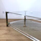 Vintage coffee table in plexiglass and gilded metal, 1970