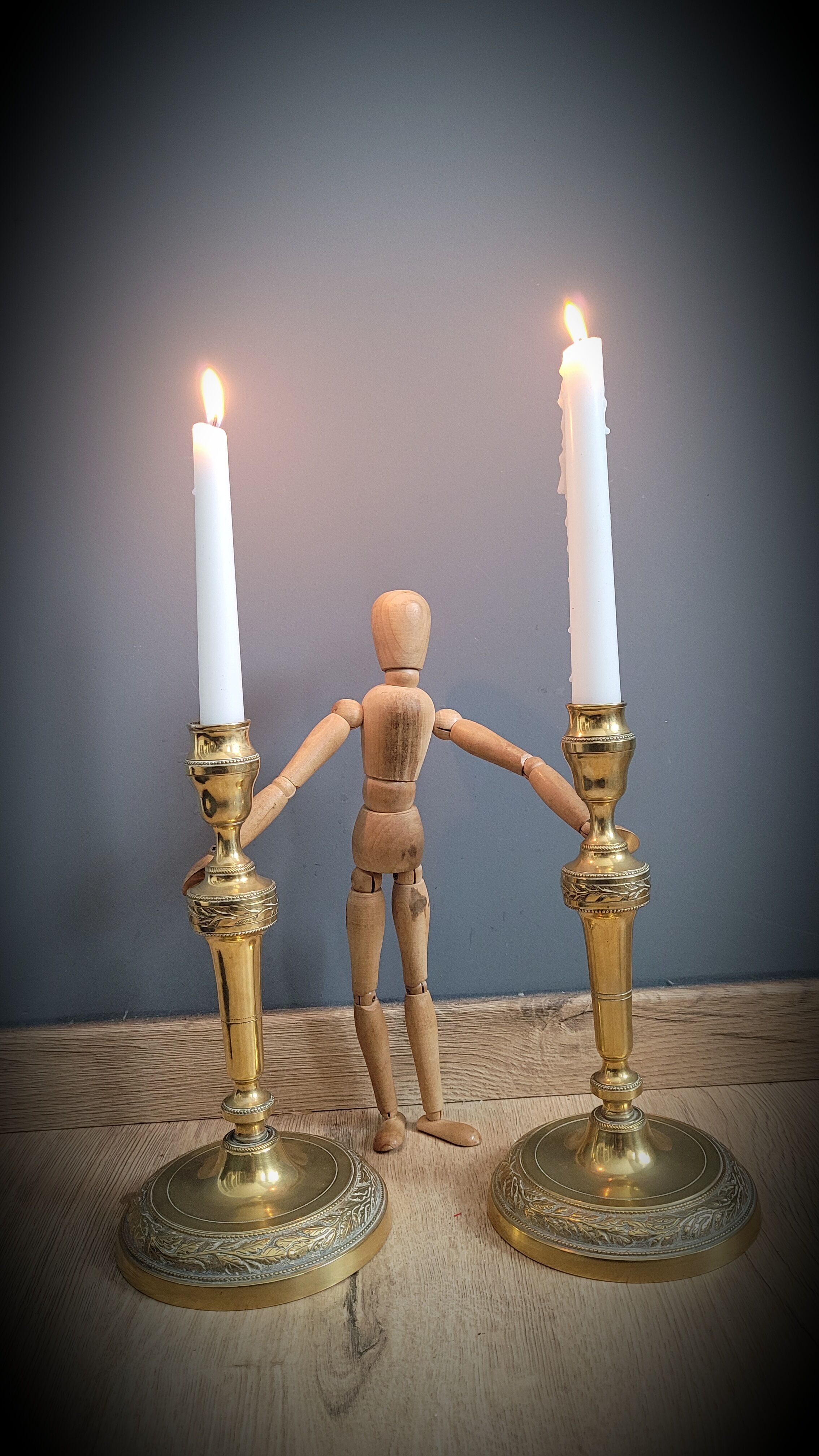 Duo of gilded carved candlesticks