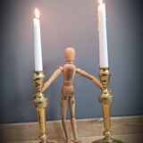 Duo of gilded carved candlesticks