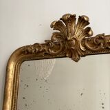 Old mirror louis Philippe Dore gold leaf pediment gilded fireplace