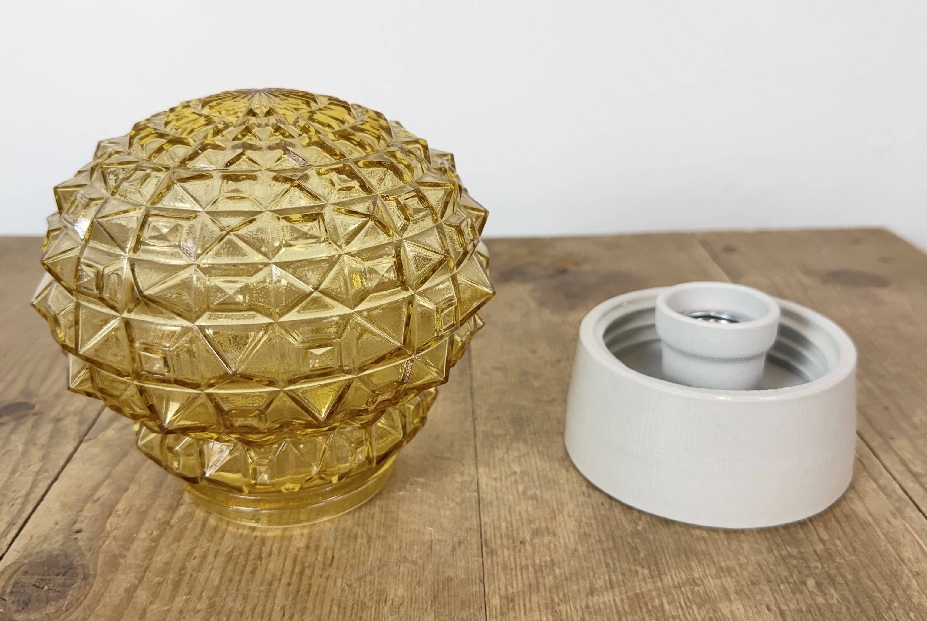 Vintage White Porcelain Ceiling Light, 1970s
