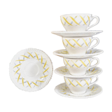 Set of 4 cups and 5 under cups in ceramic FB Badonviller